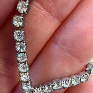 Vintage Style Rhinestone V Necklace | Silver Tone Chevron Choker